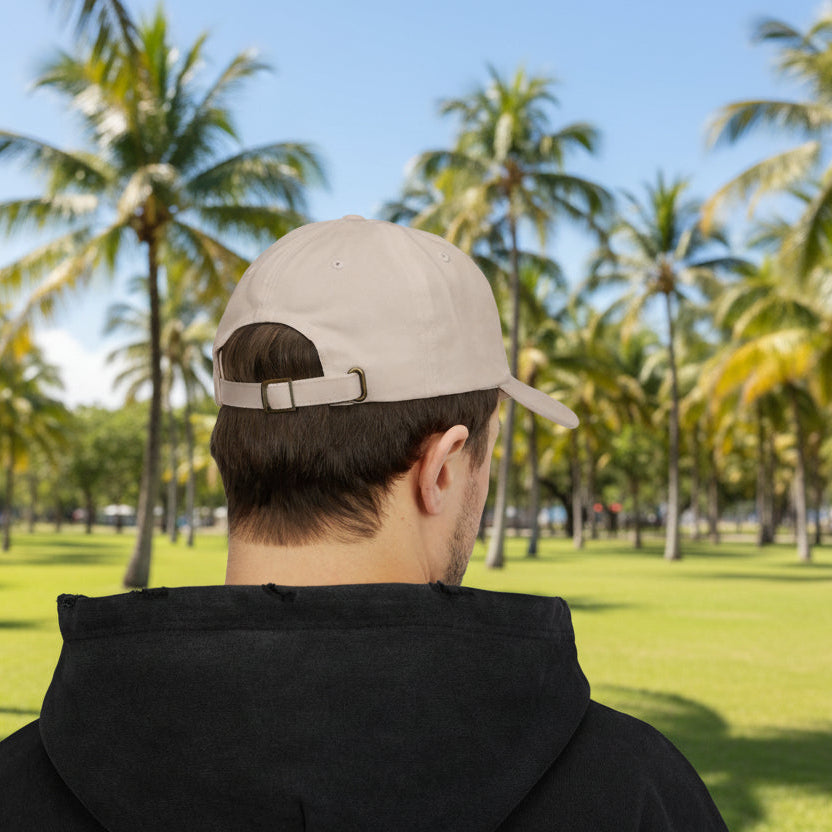 Key West Embroidered Classic Dad Cap — White/Blue/Pink/Stone Beige