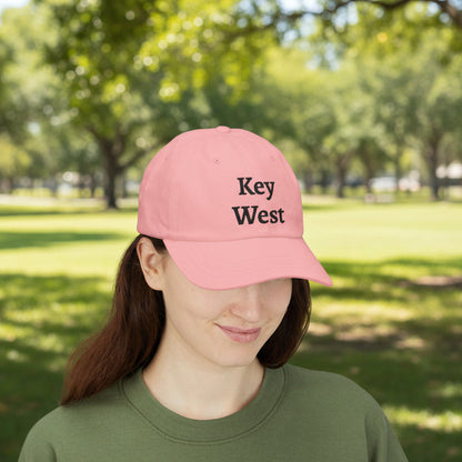 Key West Embroidered Classic Dad Cap — White/Blue/Pink/Stone Beige